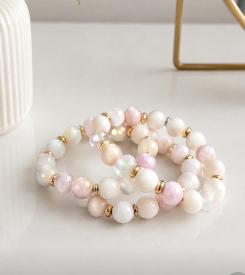 Talbots Pink Gold Stretch Bracelet Stack New
